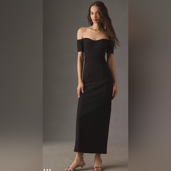BHLDN Dresses & Skirts - BHLDN Off‑Shoulder Black Formal Dress • Women’s L • Elegant Evening Gown